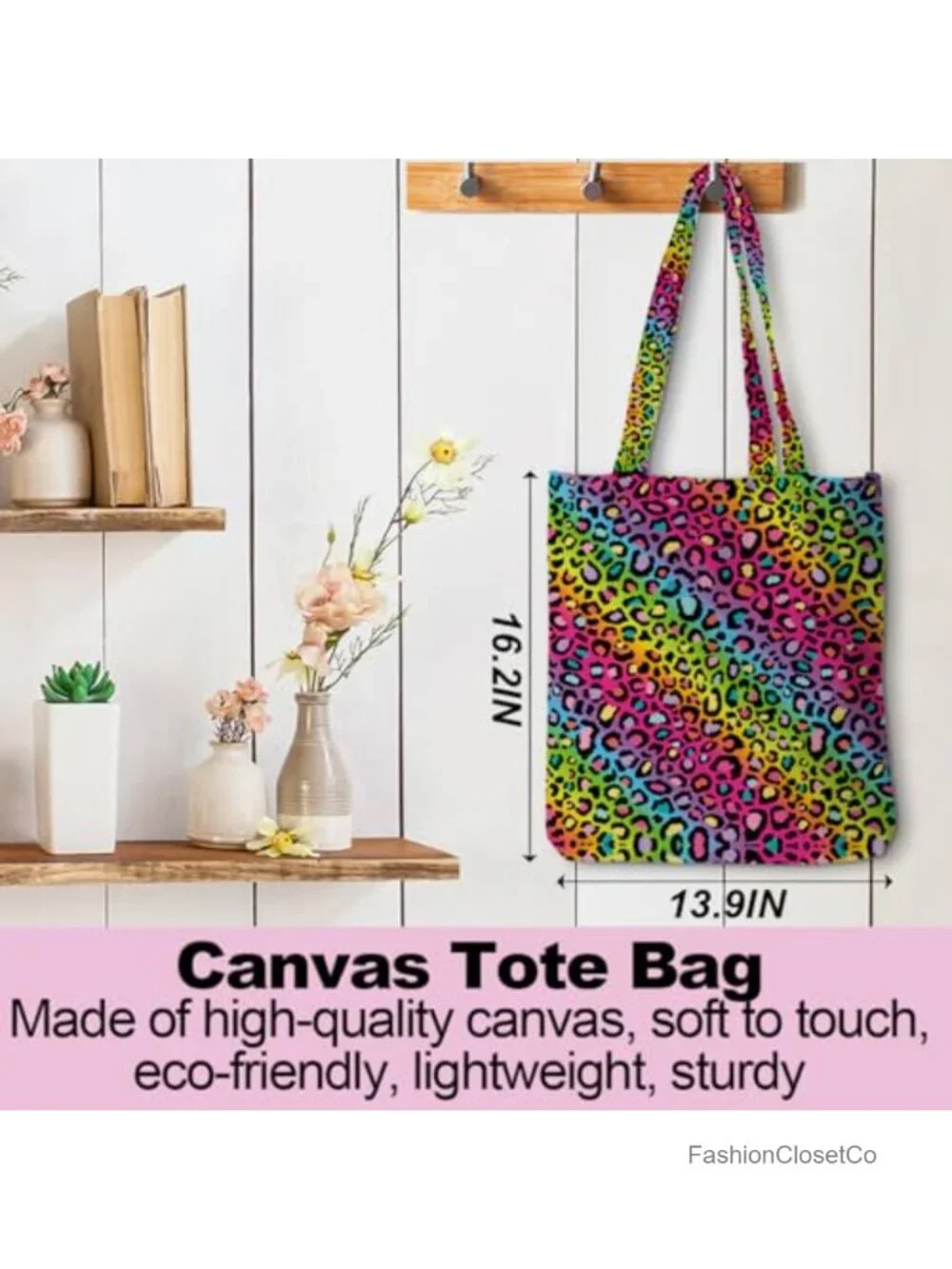 Reusable Grocery Tote Bag, Pure Cotton Travel Shopping Bag, Shoulder Bag for